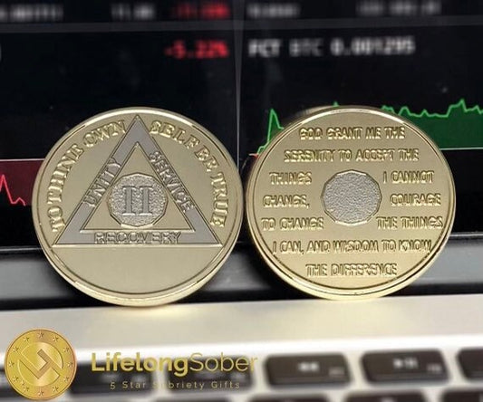 Bi-Plated 2-Year Sobriety Coin - AA, Alcoholics Anonymous