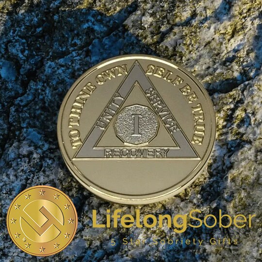 Bi-Plated 1 Year Sobriety Coin – AA Medallion