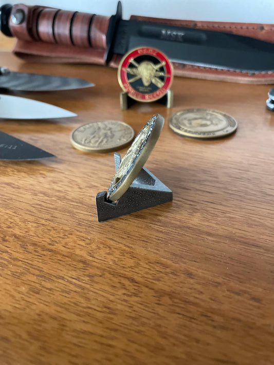 Antique Silver Coin Display Stand – Challenge Coin & Sobriety Medallion Holder