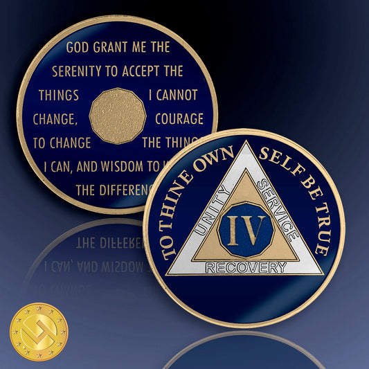 4 Year Sobriety Coin – AA, NA Tri-Plated Medallion