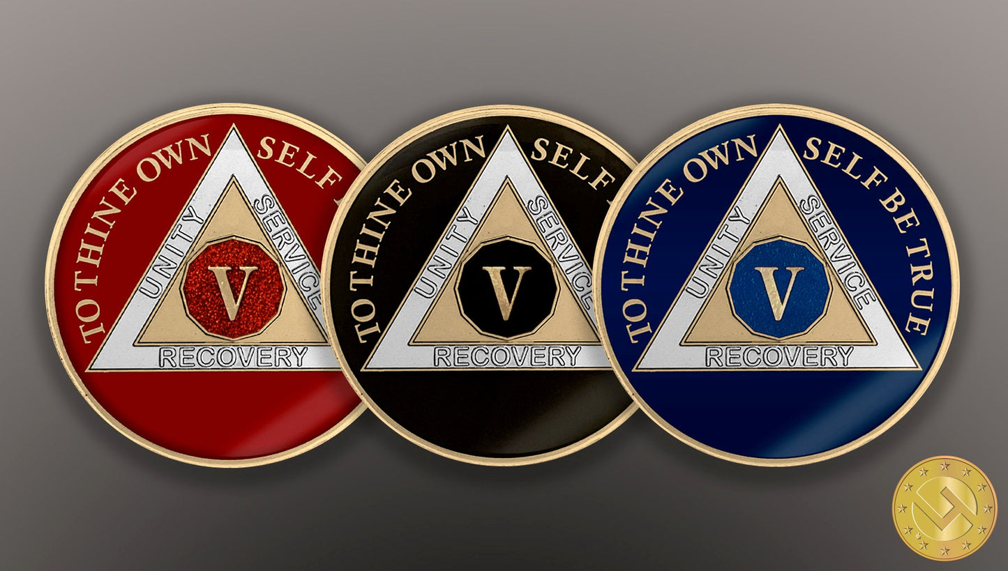 5 Year Sobriety Coin – Tri-Plated AA NA Recovery Gift