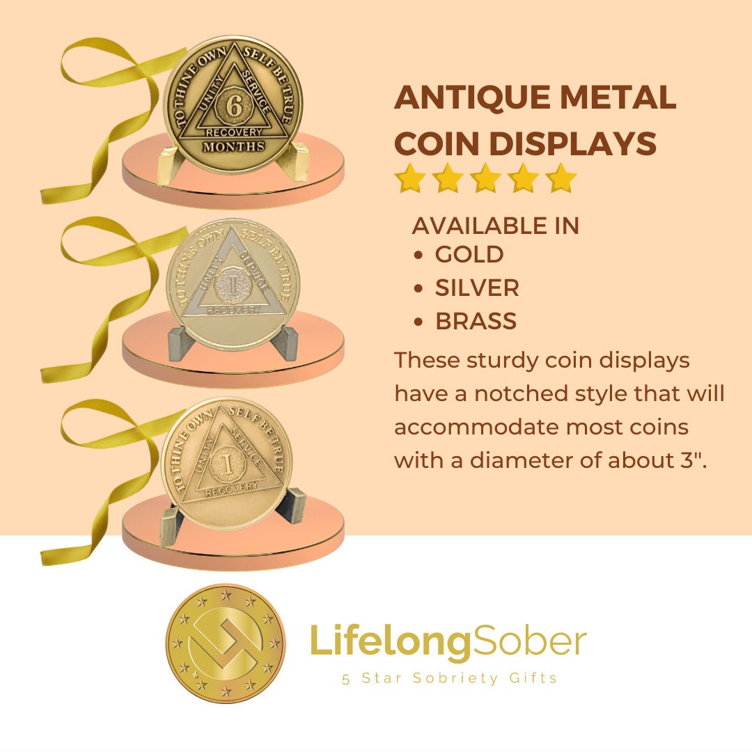 Tri-Plated 1 Year Sobriety Coin – AA, NA, Alanon Recovery Gift