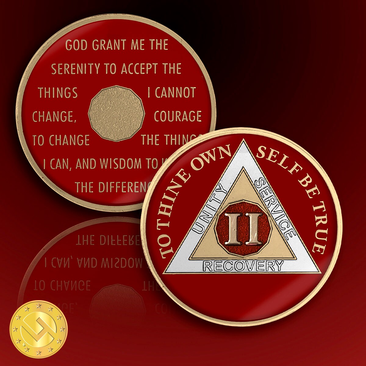 2 Year Sobriety Coin – AA, NA Tri-Plated Medallion