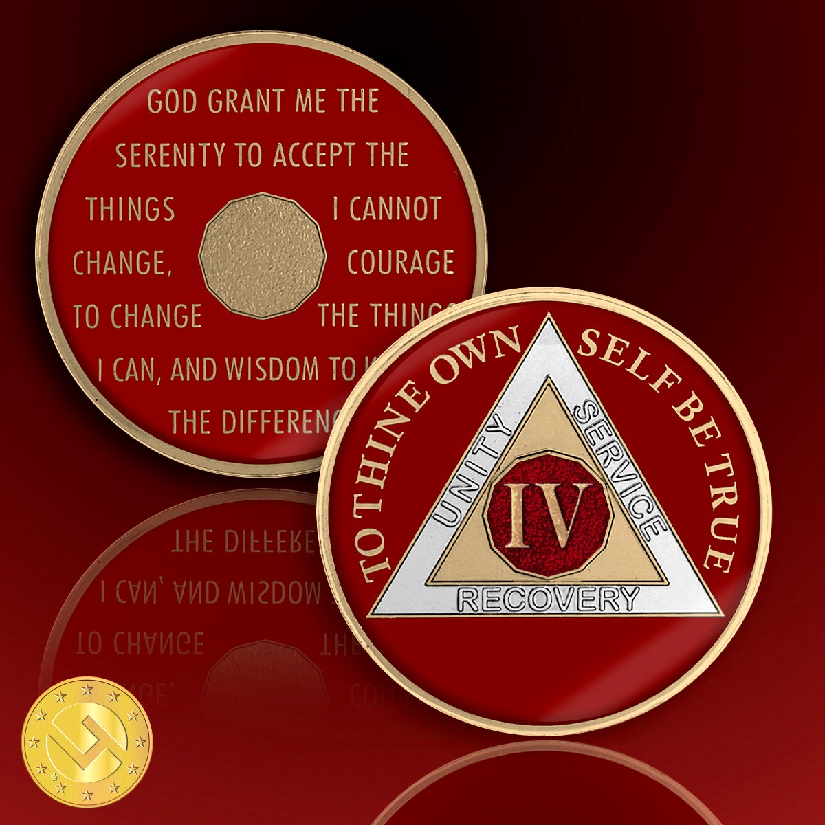 4 Year Sobriety Coin – AA, NA Tri-Plated Medallion