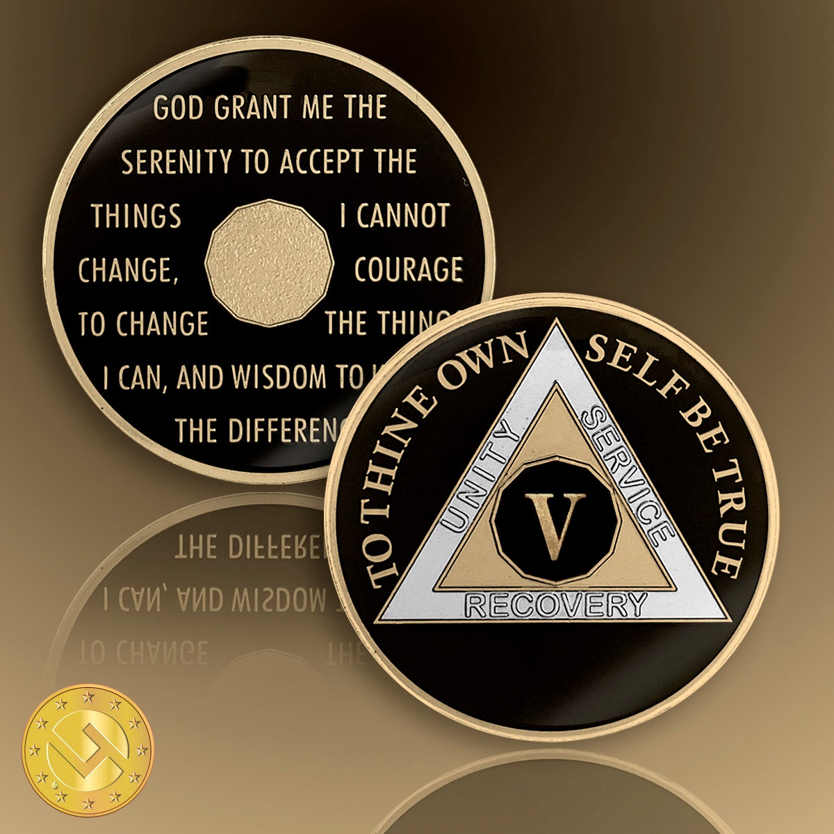 5 Year Sobriety Coin – Tri-Plated AA NA Recovery Gift