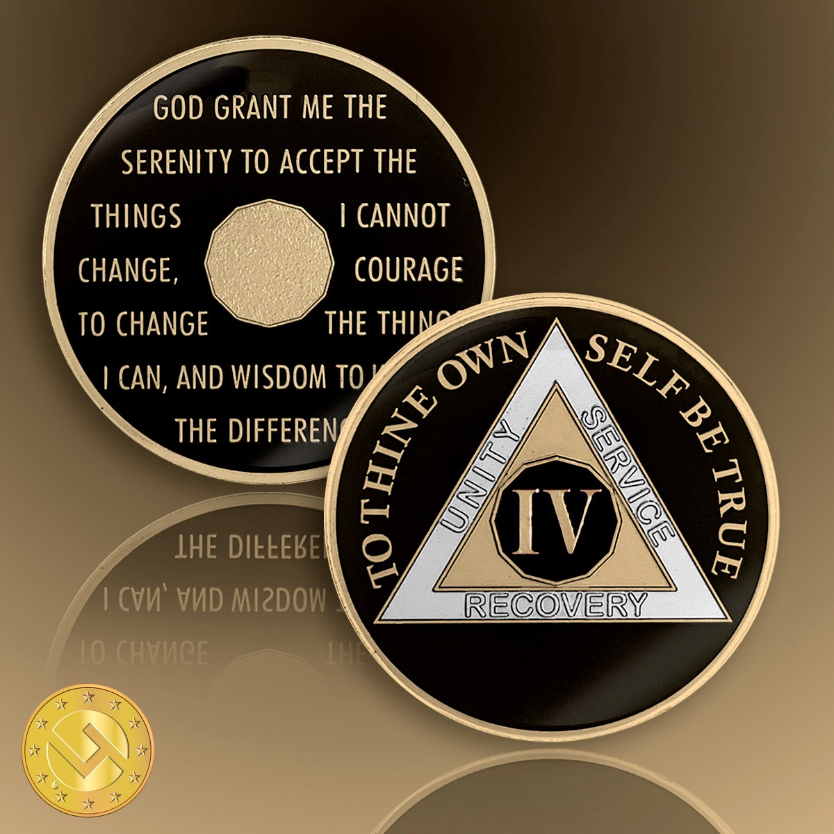 4 Year Sobriety Coin – AA, NA Tri-Plated Medallion