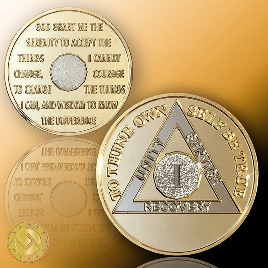 Bi-Plated 1 Year Sobriety Coin – AA Medallion