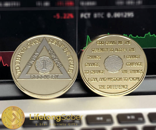 Bi-Plated 1 Year Sobriety Coin – AA Medallion